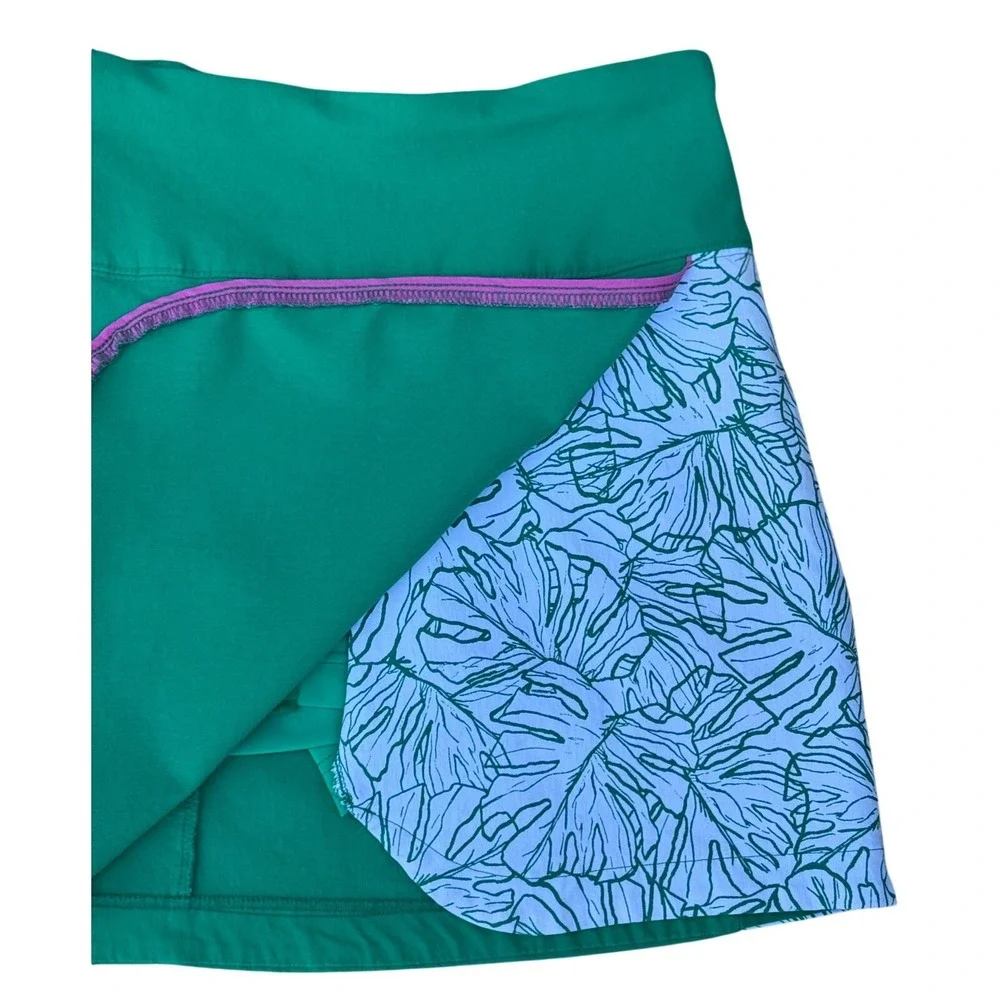 Lady Hagen Golf Skort‎ Green Tropical Monstera Print Athletic Golf Skirt Size S